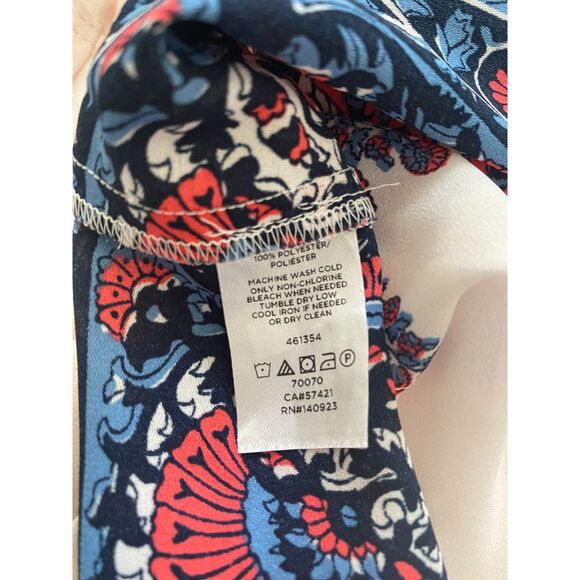 LOFT Fan Floral Light Pink Crewneck Blouse Short Sleeve Lightweight Top Sz S - Picture 8 of 11